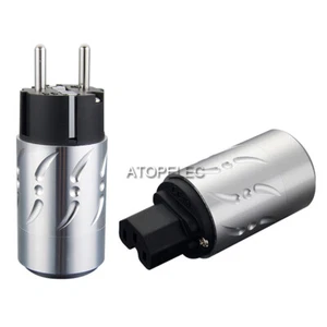 VIBORG Silver Plated Pure Red Copper Schuko EU Male / IEC Female Power Plug 502 - Picture 1 of 6