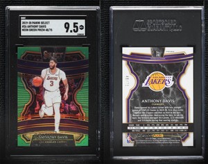 2019-20 Panini Select Concourse Neon Green Prizm /75 Anthony Davis SGC 9.5 Mint+