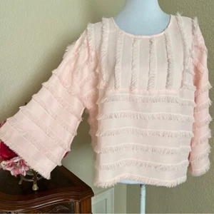 Cupio Tiered Fringe Wide Sleeve Blouse SZ L - Picture 1 of 9