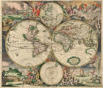 1689 Interesting Old World Map Poster - New Amsterdam! - 16x20