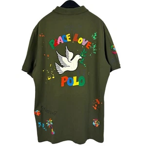 NEW Polo Ralph Lauren Mens M RAINBOW BIG PONY Pride Paint Splatter PEACE LOVE - Picture 1 of 13