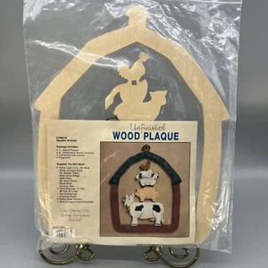 VTG Stacked Farm Animals Unfinished Wood Plaque Rooster Farmhouse Country Decor - Picture 1 of 6