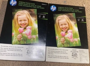 HP Genuine Everyday Photo Paper 4x6 100 Sheets Glossy Lot 2 Packs SEALED - Zdjęcie 1 z 3