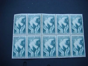 France 1946 Peace Conference 3F value block 10 Mint Some gum missing SG 983 - Picture 1 of 2