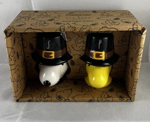 New Rae Dunn Thanksgiving Peanuts Snoopy Salt And Pepper Shakers Pilgrims - Picture 1 of 8