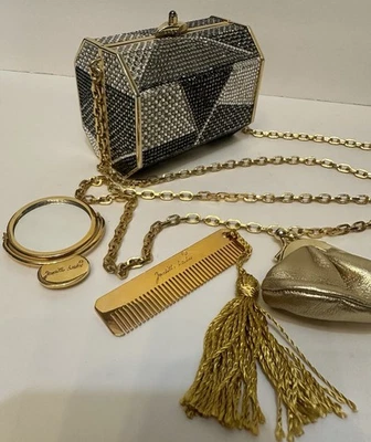 Nuevo Bolso de Noche Judith Leiber Cristal Swarovski Minaudiere Espejo Peine LEER Foto 1 de 4
