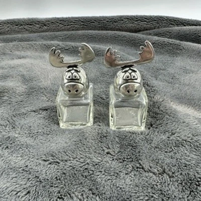 Mini salero y pimentero MCM Moose de colección vidrio novedad decoración de cocina Foto 1 de 4