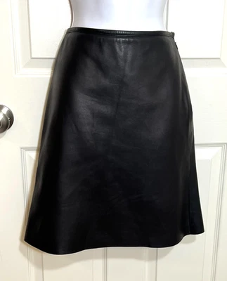 Falda recta Elie Tahari negra 100 % cuero - talla 6P ¡Nueva con etiquetas! Foto 1 de 4