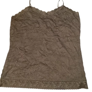 Coldwater Creek Brown Wrinkled Look Lace Trim Camisole Top, Size XL - Picture 1 of 6