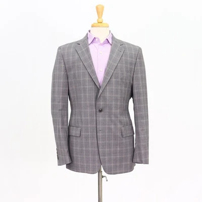Abrigo Blazer Chaqueta Joseph Abboud 42R Gris Deportivo Cuadros Lana 2 Botones Foto 1 de 4