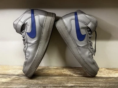 Nike Air Force 1 Mid '07 Sneakers. Size 12 Men’s Pre Owned Gray and royal blue - Image 1 of 4