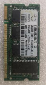 MOSEL Vitelic V826632B24SATG-C0 SoDimm 256MB PC-2700 333Mhz RAM Memory - Picture 1 of 3