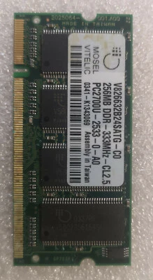 MOSEL Vitelic V826632B24SATG-C0 SoDimm 256MB PC-2700 333Mhz RAM Memory - Image 1 of 3