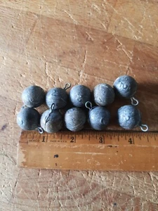 Hundidores de bala de cañón de plomo diez pesos de pesca usados esfera redonda fresca/sal - Imagen 1 de 2