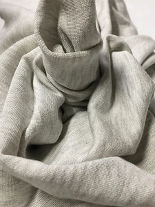 Tessuto a maglia spandex modale francese spandex super morbido e pieno di drappo grigio cenere - Foto 1 di 6