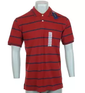 Nuevo Hombre Club Room Polo de Manga Corta Rojo Azul Marino Rayas M L - Imagen 1 de 4