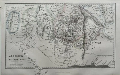 Mapa antiguo original de Abisinia de 1850 de G.H. Swanston Foto 1 de 3