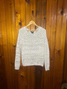 Buffalo David Bitton Damen Pullover mit weichen Wimpern Gr. M weiß grau dehnbar - Bild 1 von 7