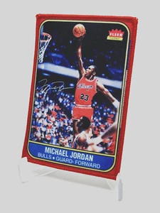 Woven clothing patch - Replica Michael Jordan Fleer Rookie Card - Chicago Bulls - Picture 1 of 5