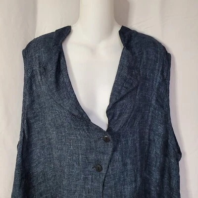 Colete Walter Cynthia Ashby 100% Linho 'Esgotado Azul' Tamanho #2 ver descrição EUA - Imagem 1 de 4