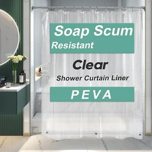 Clear Shower Curtain Liner Anti-Bacterial PEVA 72x72 Water Repellent - Picture 1 of 9