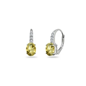 7x5mm Oval-Cut Citrine & Cubic Zirconia Sterling Silver Leverback Earrings - Picture 1 of 5