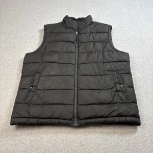 Gap Vest Men M Black Puffer Quilted Full Zip Jacket Academia Heritage Hike Basic - Picture 1 of 7