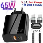 Chargeur Portable Mural Rapide GaN USB C 65W, 65W PPS QC4 45W  Cable USB C