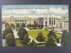 Wilmington Delaware Rodney Square Post Office Vintage Color Linen Postcard 1944 - Picture 1 of 2