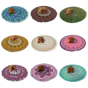 Indian Mandala Yoga Mat Round Hippie Bohemian 72" Table Cloth Picnic Sheet Throw - Picture 1 of 31