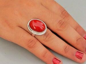 Marvelous Red Coral Gemstone 925 Sterling Silver Handmade Ring All Size A-5