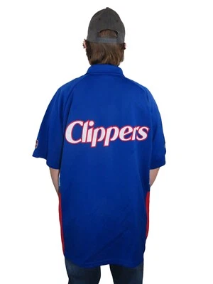 Vintage LA Clippers Majestic Warm Up Shirt Mens XL 2XL NBA Button Jersey Blue - Image 1 of 4