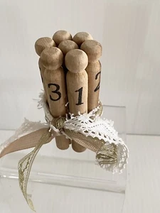 Wood Clothespins Pegs Numbered Round Head Craft Rustic Farmhouse Primitive Style - Picture 1 of 4