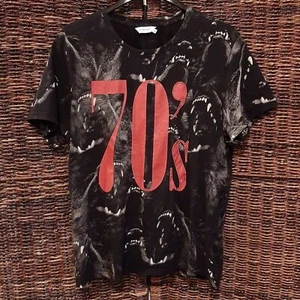 Eleven Paris camicia uomo XL nera ricamata anni 70 maglietta lupo grunge anni 90 Y2K Street - Foto 1 di 6
