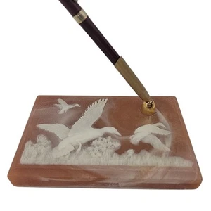 Design Gifts International Soapstone Flying Geese Pen Holder Collectible Desktop - Picture 1 of 4