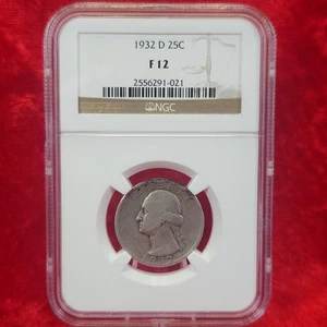 1932-D Washington Quarter Silver NGC F 12 Key *Read AS-IS - Picture 1 of 8
