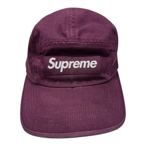 Supreme Washed Chino Twill Camp Cap Dark Purple FW22 Five Panel Leather Strap - Picture 1 of 12