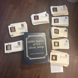 Golden replicas of United States stamps 22k gold 95 stamps Well Over 100 Read - Picture 1 of 23