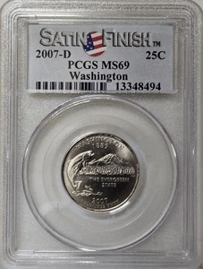 2007-D 25C PCGS MS69 - Clad Satin Finish Washington Quarter - Picture 1 of 2