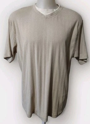 Vintage Haggar Q V-Neck Shirt Men's Size XXL Ribbed  Preppy  Academia School Tan - Image 1 of 4