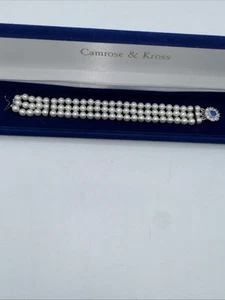Camrose & Kross Jacqueline Kennedy JBK Faux Pearl & Swarovski Crystal Bracelet - Picture 1 of 6