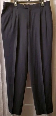 Pantalones Linea Naturale Para Hombre 38 Negro Pierna Recta Plisados Delanteros Puños Italia Foto 1 de 4