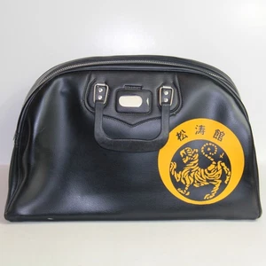 Vintage Shotokan Karate Gym Duffle Bag Tiger Logo Faux Leather 18" Black PETERS - Picture 1 of 5