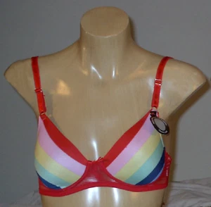 RAINBOW STRIPED COLOR PADDED BRA: Lingerie By Peisy Lee - Picture 1 of 6