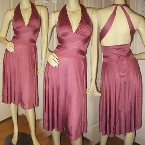 NWT Karanina Silk Convertible Halter Dress Rose-Pink Fairy Fairycore Party Femme - Picture 1 of 12