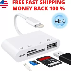 Portable 4 in 1 USB Camera SD TF Card Reader Adapter For iPhone iPod iPad IOS 12 - Picture 1 of 12