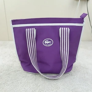 Lacoste Tasche Lila Reißverschluss Preppy Strand Golf Sommer Handtasche Vintage Style - Bild 1 von 18