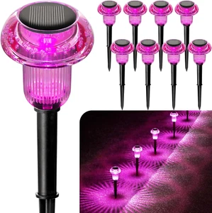 Solar Pathway Lights Pink Solar Mushroom Lights Outdoor 8 Pack outside LED Li... - Picture 1 of 1