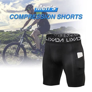 Paquetes de 3 pantalones cortos de compresión para hombre Lixada con bolsillo que absorben la humedad R4K1 - Imagen 1 de 12