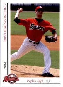 2014 Birmingham Barons Grandstand #11 Myles Jaye Fayetteville Georgia GA Card
